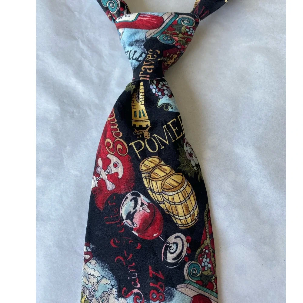Nicole Miller Men's Tie Vintage 1993 Hand Sewn 100% Silk Wine Lovers 58